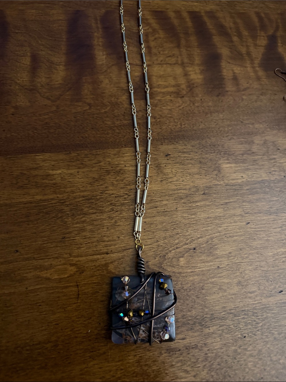 Unbranded Brown & Black Square Pendant Necklace